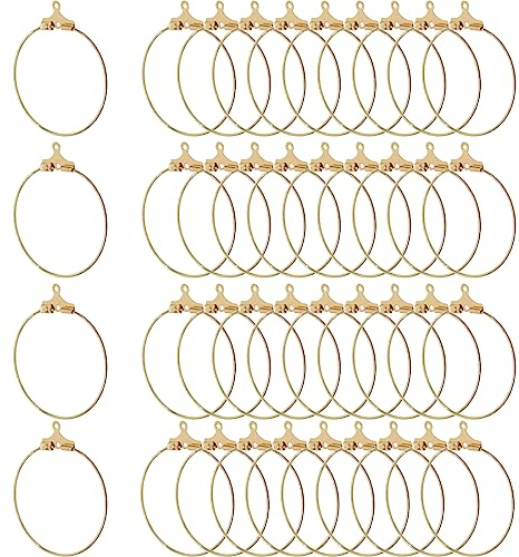 PLABBDPL 40 Pcs Créoles en Laiton Doré, 30 mm - Boucles d'Oreilles en Acier Inoxydable - Accessoires de Bijoux - Or