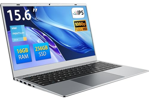 ECOHERO Ordenador portátil, 39.6 cm FHD IPS | Pentium 6500Y | 16GB RAM | 256GB SSD | WiFi 5, BT5.0 | Obturador de privacidad - para oficina, medios, uso doméstico, plateado