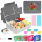 Bugucat Bento Lunch Box 1330ML 12 PCS,kids Lunch Box Bento Boxes with 6 Compartments Cutlery,Leak Proof Lunchbox Snack Boxes for Kids Adult,Kids Lunch Box with Compartments for School Grey