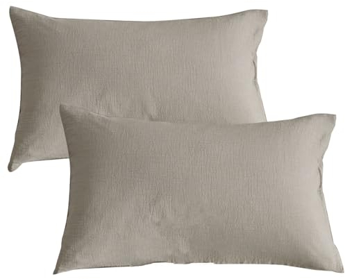 KEAYOO Double Gauze Kissenbezug 40x80 cm 2er aus 100% Baumwolle - Traumhaft weiche (Taupe, 40x80cm)