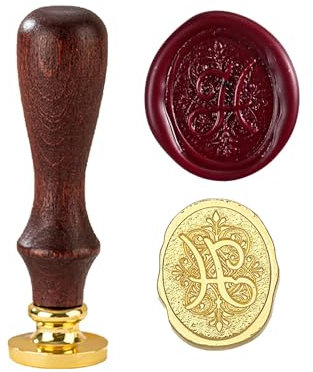 TBXqian Initial H Wachs-Siegel-Stempel, Vintage Letter Seal Wachs-Siegel-Stempel mit abnehmbarem Messingkopf und Holzgriff für Party Einladungen/Geschenkpapier/Umschläge/Weihnachten Thanksgiving