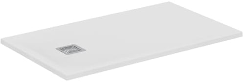 Ideal Standard - Ultra Flat S+, Plato de ducha rectangular ultrafino de resina efecto piedra, 120 x 70 cm, Ideal Solid, desagüe lado corto, blanco