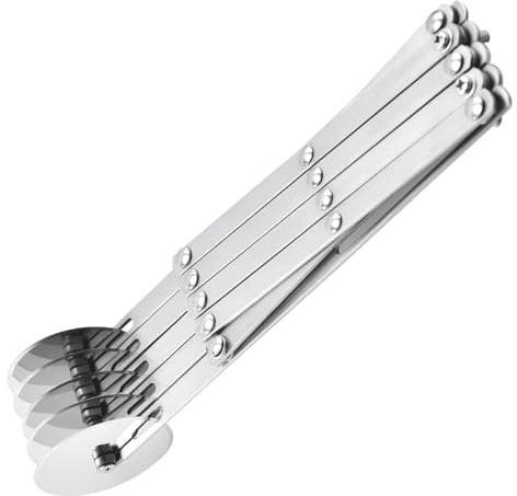 Edelstahl Verstellbar Pizzaschneider, 5 Rad Pizzaschneider, Mehrrunder Teigschneider Roller, Verstellbar Pizzaschneider, für Pizzeria, Gebäck, Breitenverstellung, Ideal zum Backen in der Küche