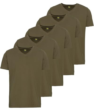 Wald & Forst T-Shirts 5er-Pack V-Ausschnitt, Oliv, M
