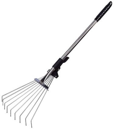 My Garden Telescopic Metal Rake Expandable Rake For Gardening Lawn Cleaning With Ergonomic Non Slip Adjustable Handle 9 Teeth Leaf Grabber For Quick Clean Up of Lawn Yard Garden