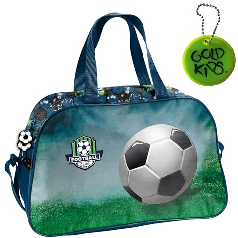 Goldkids - Sporttasche Kinder für Mädchen & Jungen - Umhängetasche mit Fußball Motiv - Schwimmtasche mit verstärktem Boden - Trainingstasche 40 cm x 25 cm x 15 cm