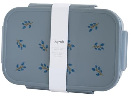 3 Sprouts - Caja Almuerzo Infantil - Fiambrera Hermética con Compartimentos para Niños - Lonchera Bento de Plástico Reciclado para Niños - Arándano Azul