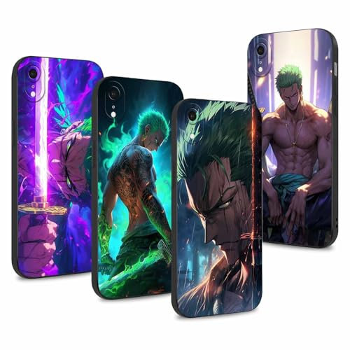 4 Stück Handyhülle für iPhone XR Hülle 6.1'' Anime Zoro Gear 5 Sun God Nika Cartoon-Figuren Manga Muster Design Case Kameraschutz Schutzhülle TPU Silikon Weich Ultra Dünn