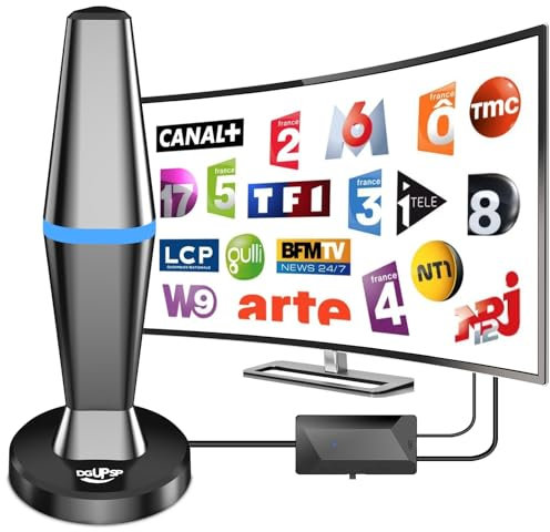 Antenne TV Intérieur Puissante TNT HD, 2024 Puissante Antenne TV Intérieur de Base magnétique puissante - 420km Réception Longue Portée à 360°, Compatible avec TV Portable 4K 1080P et Tous Les TV