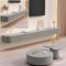 XDXINY Console multimédia TV flottante - Meuble TV mural - Grand banc de rangement sous TV - Meuble bas avec tiroirs et support de routeur (gris, 140 x 20 x 24 cm)