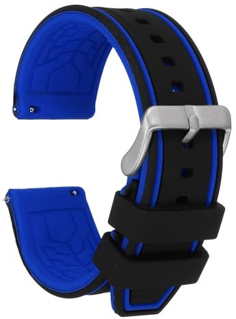 sourcing map Silicone Watch Bands 20mm Width Soft Quick Release Rubber Watch Bands for Men Women Black Blue