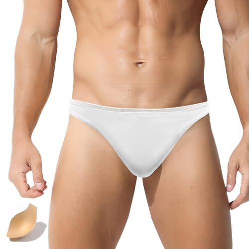 Ausing Slip da bagno da uomo, corto, aderente, sexy, mini pantaloni da nuoto, ad asciugatura rapida, classico, motivo leopardato, per nuoto, sport acquatici, spiaggia, piscina, EU S-XL
