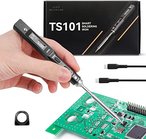 TS101 Saldatore Portatile, 65 W Professionale Soldering Iron con Punto TS-I e Cavo USB, Temperatura Regolabile LCD 50-400 ℃, Mini Saldatura Elettrica Portatile, Ingresso di Alimentazione DC + PD
