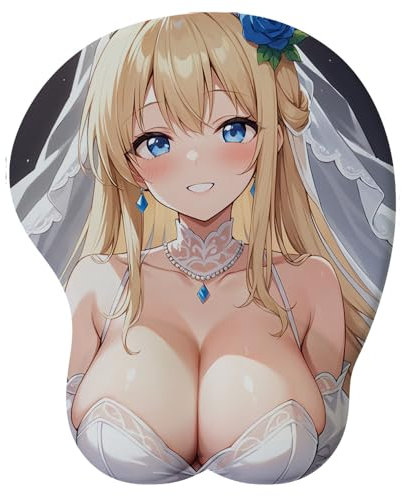 Mouse Mat with Gel, Mouse Mat 3D Anime Girl Japanese Manga Waifu Mouse Pad Wrist Support Ergonomic Mouse Mat Mousepad for Home Office Gaming