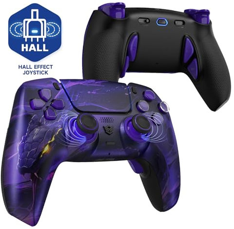 HEXGAMING PHANTOM Pro Controller per ps5/PC,Wireless Joystick con 4 Tasti Posteriori Rimappabili&8 Levette Analogiche Effetto Hall&6 Profil&Trigger Grilletti Regolabili-Orochi