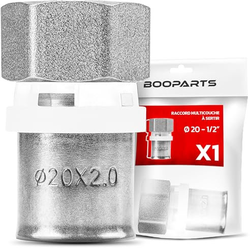 BOOPARTS - raccord multicouche 20 - F1/2 (15/21) a sertir contour TH - accouplement multicouche droit femelle (ecrou fixe) - raccord plomberie pour tube multicouche 20