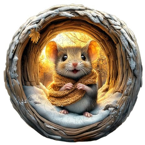 Holzpuzzle Erwachsene 3D Höhle Maus- 200 Teile Rundpuzzle Geschenkbox, Wanddekoration (Erwachsene/Kinder)