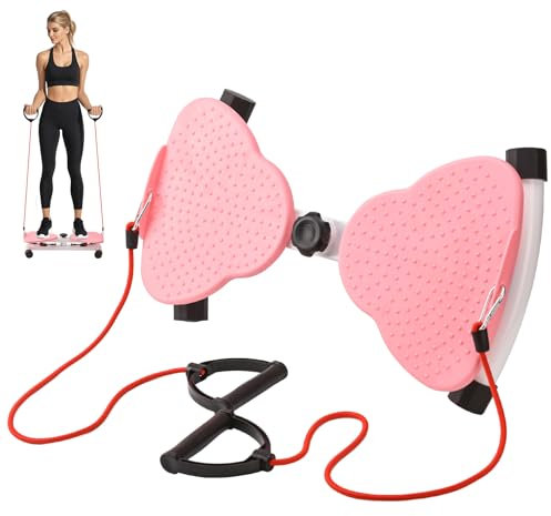 LTFIOON Twist Board,Twist Waist Disc Board mit Kordelzug,100KG Tragkraft,Stehendes Bauchübungsbrett,Twist Board Abnehmen Geräte für Fußmassage, Gewichtsverlust,Taillentwister für Zuhause/Büro (Rosa)