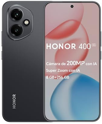 HONOR 400 5G-Smartphone 8GB+256GB,Cámara de 200MP con IA,Super Zoom con IA,6.55”y 120Hz y 5000 nits,Snapdragon7 Gen 3,Android 15,Dual SIM,NFC,IP65,MagicOS 9.0-Midnight Black