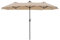 PHI VILLA 3.8×2m Garden Parasol Umbrella for Sun Protection Patio Outdoor Waterproof Umbrella with LED Lights and Crank,Beige