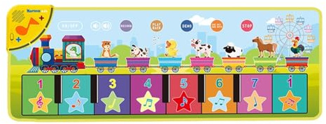 Tmboryuu Krabbelaktivität, Musikmatte für Babys, weicher Boden, Musikinstrument, Klavierunterlage, sensorische und auditive Fähigkeiten, Spielzeug, interaktives Kleinkind Klavierboden