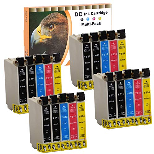 D&C 20er Set Tintenpatronen Druckerpatronen kompatibel für Epson T-611 T-612 T-613 T-614 für Stylus D68 D68PE D88 D88Plus D88PE DX-3800 DX-3850 DX-4200 DX-4250 DX-4800 DX-4850