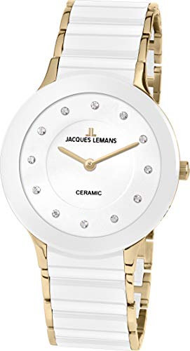 JACQUES LEMANS Damenuhr Dublin Edelstahlband massiv Edelstahl ip-Gold 1-1856G