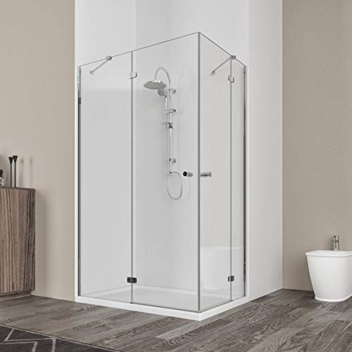 Box doccia cabina angolare 70x90 70x100 70x120 70x140 80x100 80x120 doppia porta battente vetro anticalcare 6mm. Ninfea (70x90 cm)