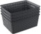 Dynko 8 L Woven Basket Box, Grey Plastic Storage Baskets Set of 4