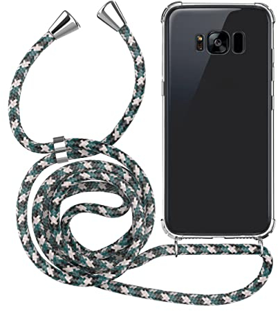 MyGadget Handykette für Samsung Galaxy S8 - [ TPU Hülle mit verstellbaren Band ] - Handyhülle mit Handyband zum Umhängen Kordel Schnur Case Schutzhülle - Schwarz Muster