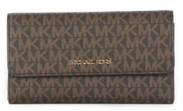 Michael Kors Jet Set Damen Reisebrieftasche groß dreifach klappbar, Braun, Large, Geldbörse mit 3 Klappen
