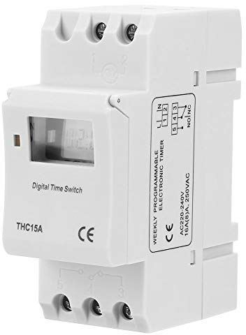 Interruttore timer astronomico, THC15A 220-240VAC 16A Timer digitale programmabile Guida DIN Interruttore timer programmabile digitale, con coperchio intercambiabile