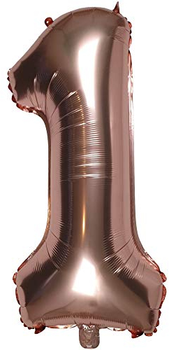 DIWULI Luftballon 1 Geburtstag XL Rose-Gold - Folienballon 1, Zahl 1 Ballon 1 Jahr edel, Geburtstagsdeko 1. Geburtstag Party-Deko Junge Mädchen, Zahlen-Ballon Dekoration, Zahlen-Luftballon Groß