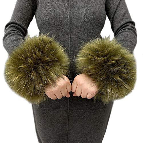 Asudaro Winter Warme Wrist Band Cuffs Wärmer Handschuhe Fell Pelz Stulpen Armstulpen Manschetten Fellstulpen Pulswärmer Faux Pulswärmer Manschetten für Damen Mädchen