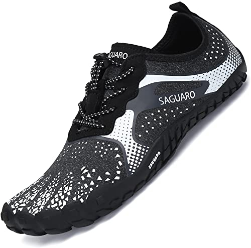 SAGUARO Homme Chaussure Minimaliste Femme Barefoot Chaussures de Trail Running Outdoor Barefoot Shoes avec Semelle Zero Drop Noir Foncé,GR.41