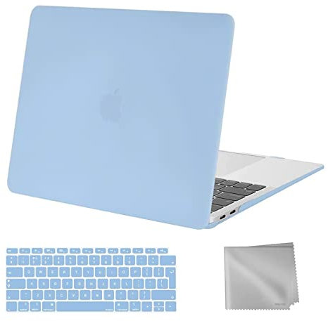 MOSISO Compatible with MacBook Air 13 inch Case M1 2021 2020 2019 2018, Hard Shell Cover Compatible for MacBook Air M1 Case 13.3 inch A2337 A2179 A1932 with Keyboard Cover & Wipe Cloth, Airy Blue