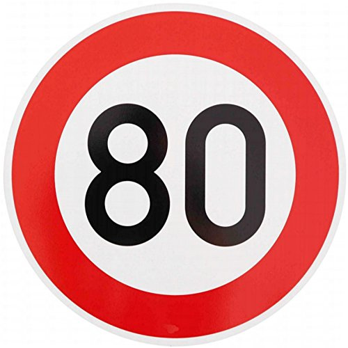 BauSupermarkt24 Original Verkehrszeichen 80 KM/H Schild Nr. 274-80 RAL StVO Verkehrsschild Straßenschild Straßenzeichen Geburtstagsschild 42 cm Metall mit Folie-Typ1