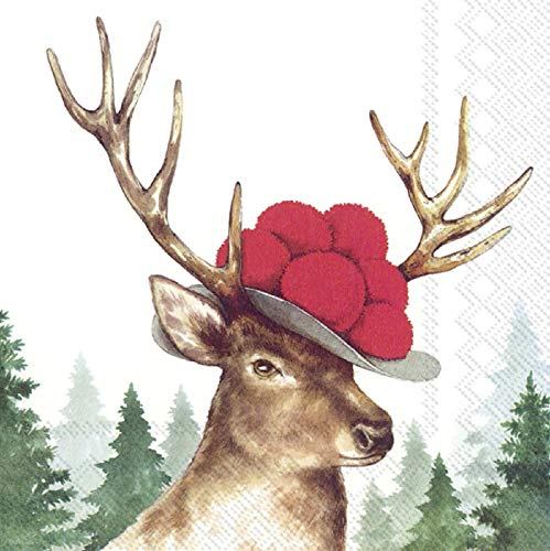 IHR - L897100 - Papierservietten, 20 Stück, Schwarzwald Hirsch, 16,5cm x 16,5cm, 3 lagig