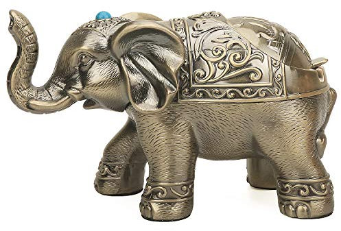 LIABI Dekorativer Elefant Aschenbecher mit Lippe für Zigaretten Vintage Metall Raucher Aschenbecher Halter für Smoker Desktop Winddicht Zigaretten Aschenbecher für Innen Außen Fancy Geschenk Ornament