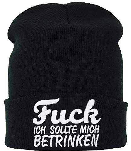 EXPRESS-STICKEREI Warme Wintermütze mit Spruch Fu** ich sollte Mich betrinken - Strickmütze - Lustige Strickmütze - Beanie für Damen und Herren - Unisex Wollmütze - Haube mit Spruch Heavy Metal