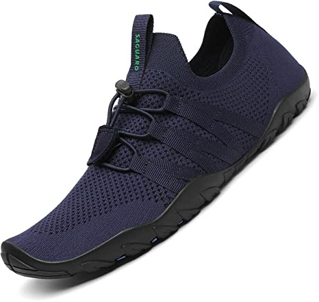 SAGUARO Chaussures Aquatiques Homme Femme Chaussons de Plage Respirant Chaussures d'eau Léger Chaussures de Yoga Natation Plongée Surf Piscine, Bleu Marin, 43 EU