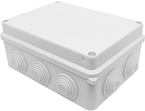 Lumonic Verteilerdose weiß 150x110x70mm mit 10 Öffnungen I Abzweigdose Aufputz - IP65 I Verbindungsdose, Klemmdose, Abzweigkasten für Innen & Außen