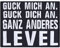 Biker Aufnäher Guck mich an. Guck dich an. Ganz anderes Level Du & Ich - Ganz anderes Level Bügelbilder Heavy Metal Patch Ego Applikation für Jacke/Weste/Jeans | 90x70mm