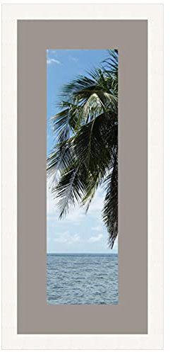 Cadre Photo avec Passe-Partout TV Grey pour Image 15x50 cm ou 50 x 15 cm Cadres Blanc, 3 cm de Largeur, Cadre en Bois