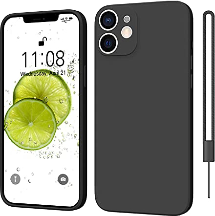 ORDA für iPhone 12 Mini Hülle Silikon Case, Handyhülle für iPhone 12 Mini Ultra Dünn Slim mit Microfiber, Kratzfeste Rundumschutz Case Schutzhülle Hülle für iPhone 12 Mini 5.4'' Schwarz