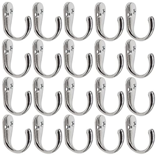 Gutapo Ganchos para tazas de café, 20 ganchos plateados para puerta, pared, armario, ganchos individuales para bata con 46 tornillos