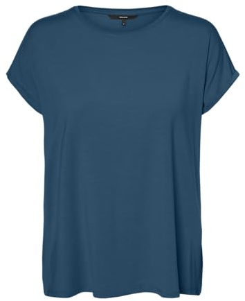 VERO MODA Women's VMAVA Plain SS TOP GAJRS NOOS Shirt, Moroccan Blue, 28W / 32L