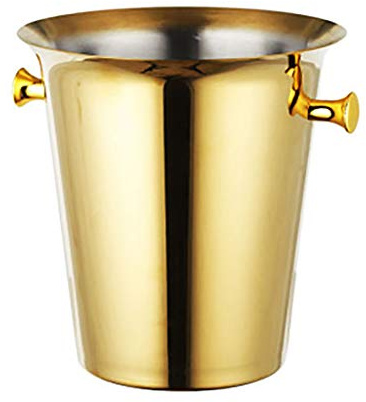 LARIAU Sektkühler aus Edelstahl, 5 l, Eiswürfelbehälter mit 2 Holden, Weinkühler, Silber/Gold/Bronze