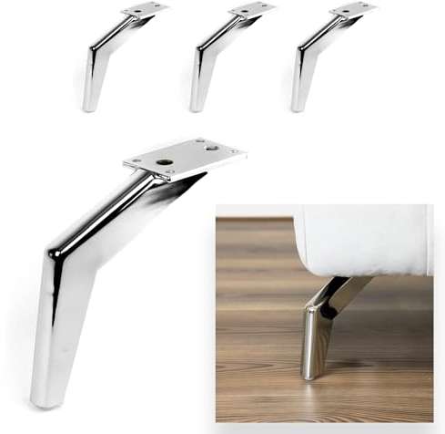 P17 - Casablanca | Set 4 Metallfüße +16 Schrauben | Farbe: Glänzendes Chrom | Höhe: 16cm | Material: Metall | Beine für Sofas, Möbel, Kleiderschränke, Sessel | Metallfüße für Möbel
