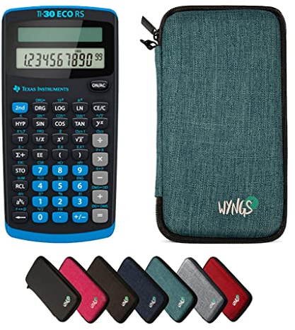 TI-30 ECO RS inkl. WYNGS Schutztasche Türkis - Wissenschaftlicher Taschenrechner - Basic Paket